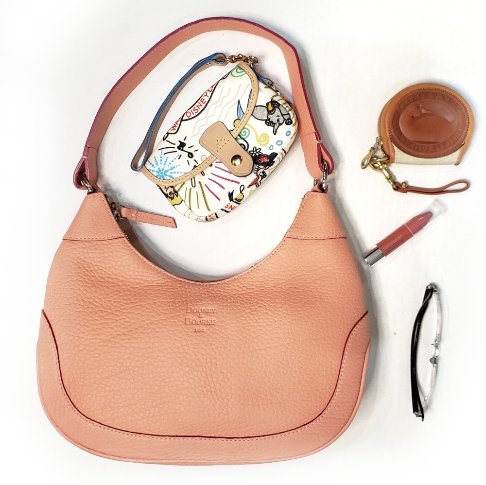 NWT Dooney Leather Coral Pink Hobo Purse Bag